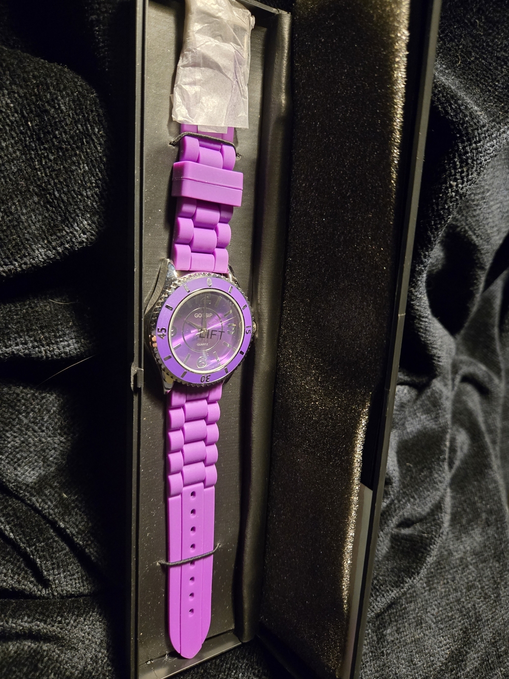 Gossip Vibrant Purple Silicone Strap Watch with Silver Accents - Picture 4 of 6